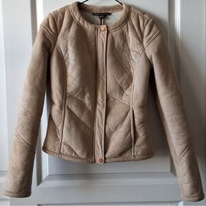 Armani Exchange S/P Faux Suede Sherpa Lined Jacket Holiday Quiet Luxury Moto